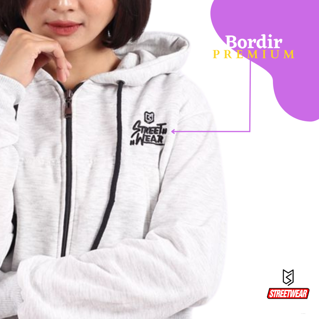 One Set Crop MS Hoodie Zipper &amp; Celana Joger PREMIUM