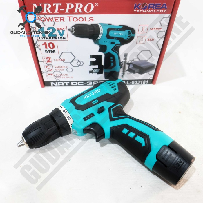 Mesin Bor Tangan BATERAI 12 Volt 10mm DC320 NRT PRO / CORDLESS Drill Bor Kayu Besi 10 mm Screwdriver 12V DC 320 NRT PRO