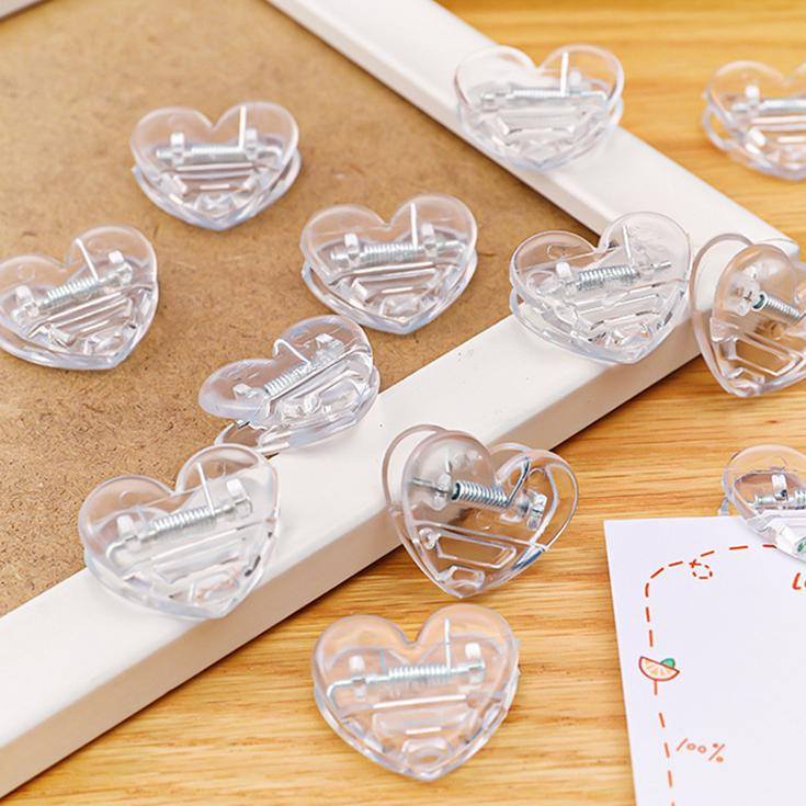 Heart Paper Clip Transparan Klip Kertas Bentuk Hati Love Bening & Pink