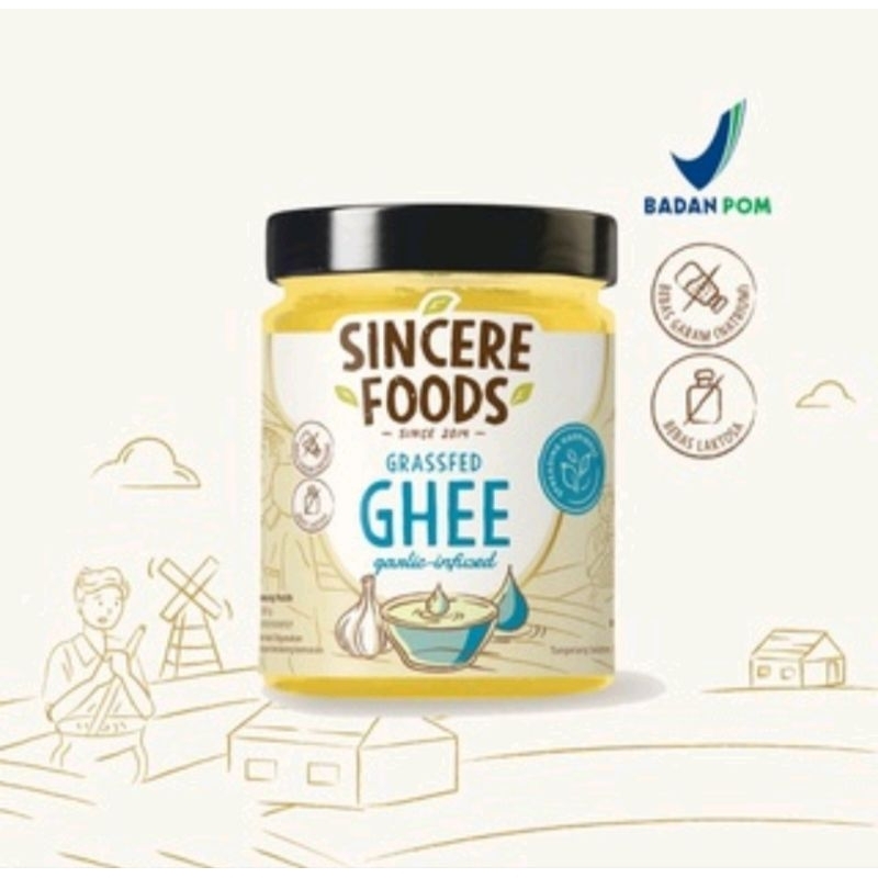 

Sincere Foods Grass Fed Ghee Garlic Infused 250gr Butter Bawang Putih Mpasi BB Booster