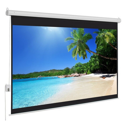 RUMPIN Layar Proyektor Motorized 84 inch Layar Proyektor Elektrik Remote 84"