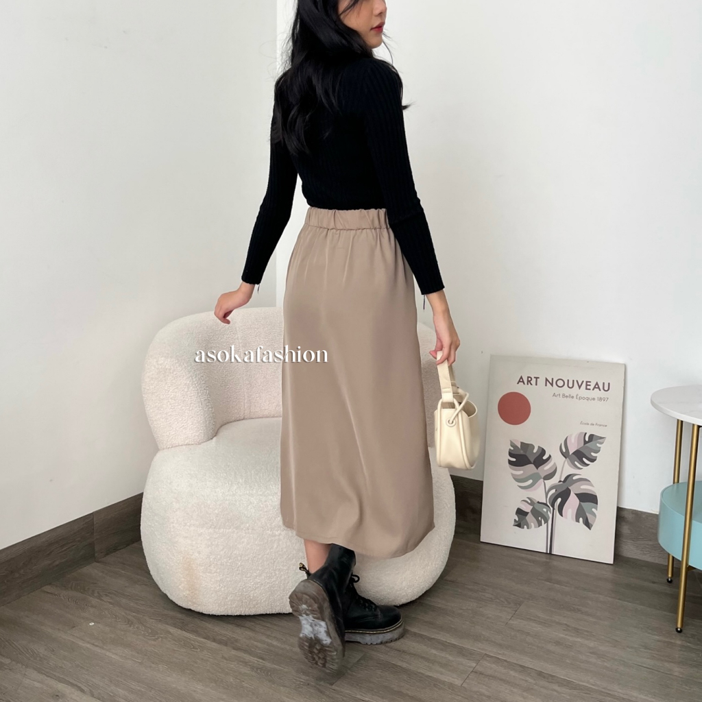 ASOKA Mira Skirt 1915 - A-Line Midi Skirt - Rok Wanita - Korean Skirt