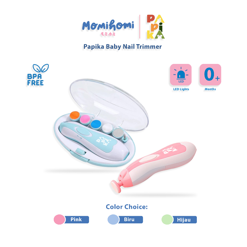 Papika Baby Set Nail Trimmer / Gunting kuku Bayi Elektrik 6 in 1 Alat Menicure Pedicure Baby Nails Trimmer Gunting Kuku Bayi &amp; Dewasa Nail Buffer Pengkilap Pengikir Kikir Kuku