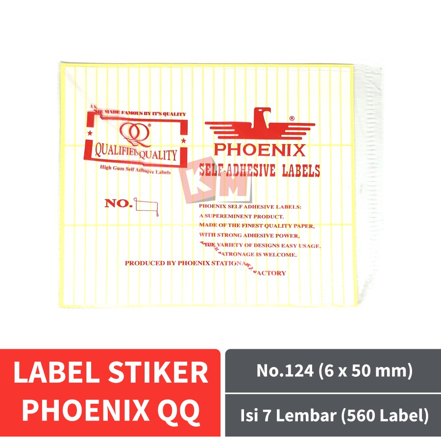 Label Stiker Phoenix QQ No.124 Kertas Harga Nama Undangan 6 x 50 mm