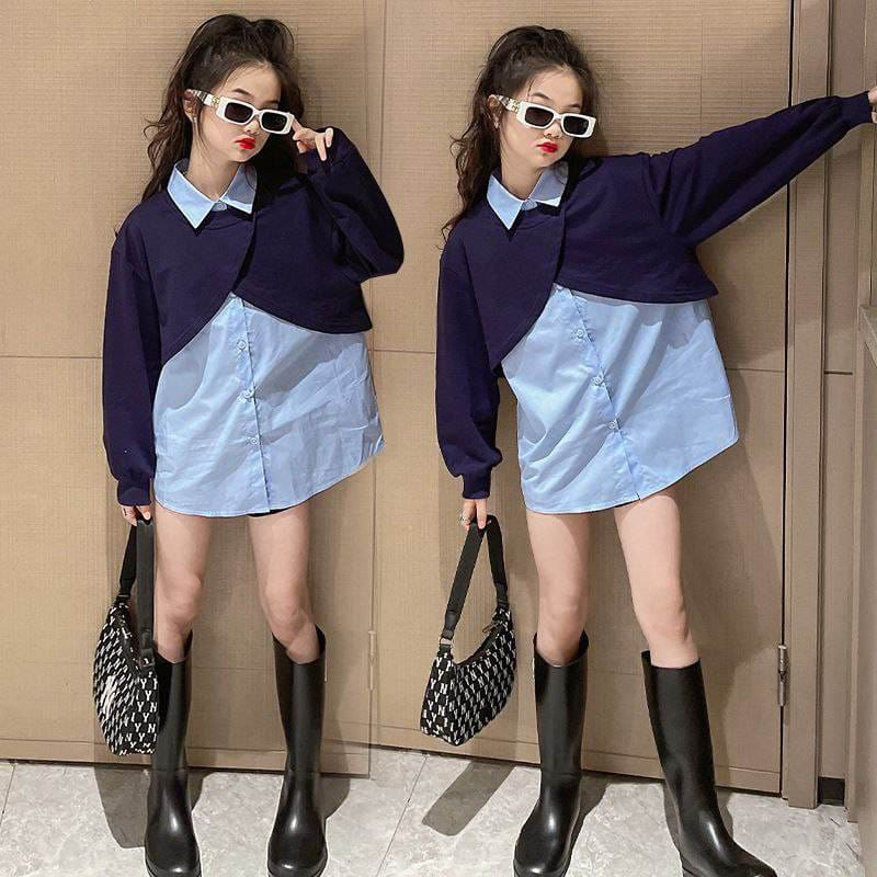 Atasan Anak Perempuan Model Korea Super Fashionable Navy Blue