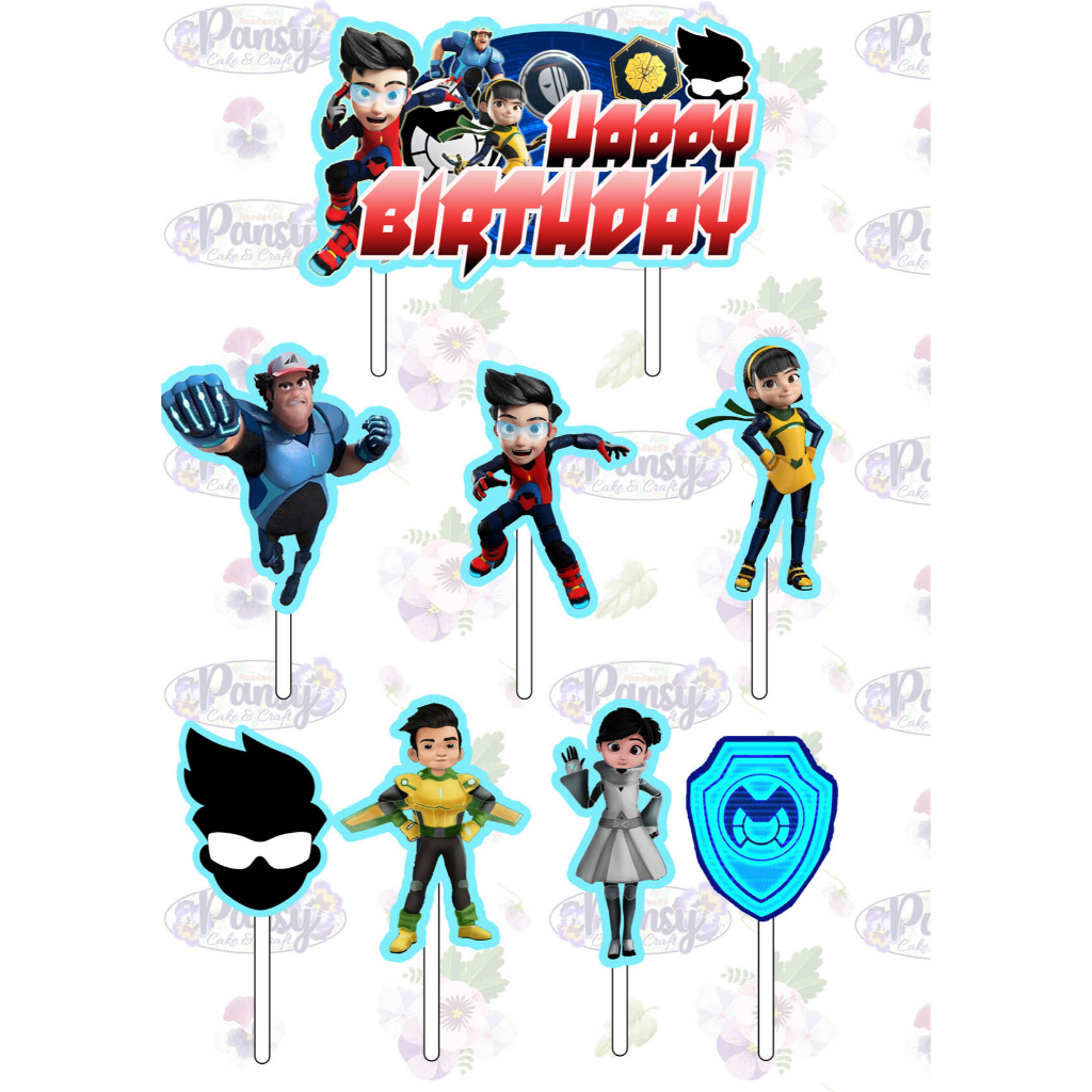 CAke topper / Cupcake topper Ejen Ali + banner BIrthday EKONOMIS