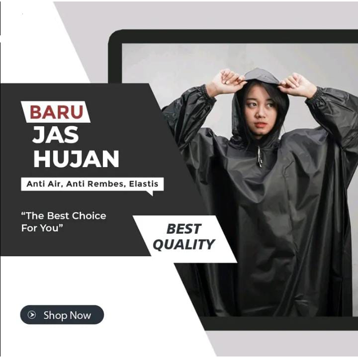 Jas Hujan Ponco Kelelawar Polos Lengan Pria Wanita Bahan Tebal Lentur Dan Elastis