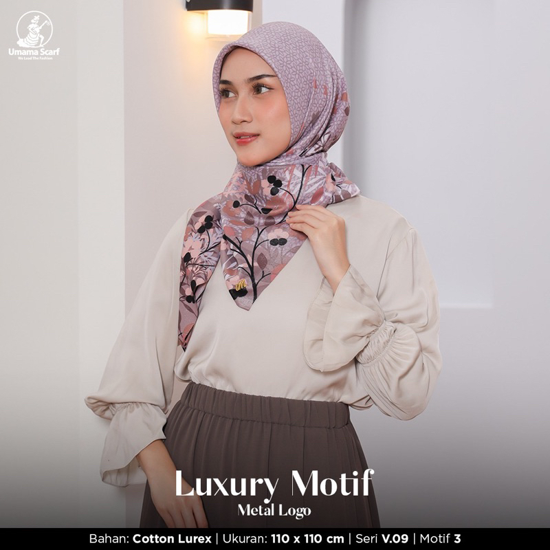 HIJAB SEGIEMPAT LUXURY MOTIF ICON METAL LOGO V.09