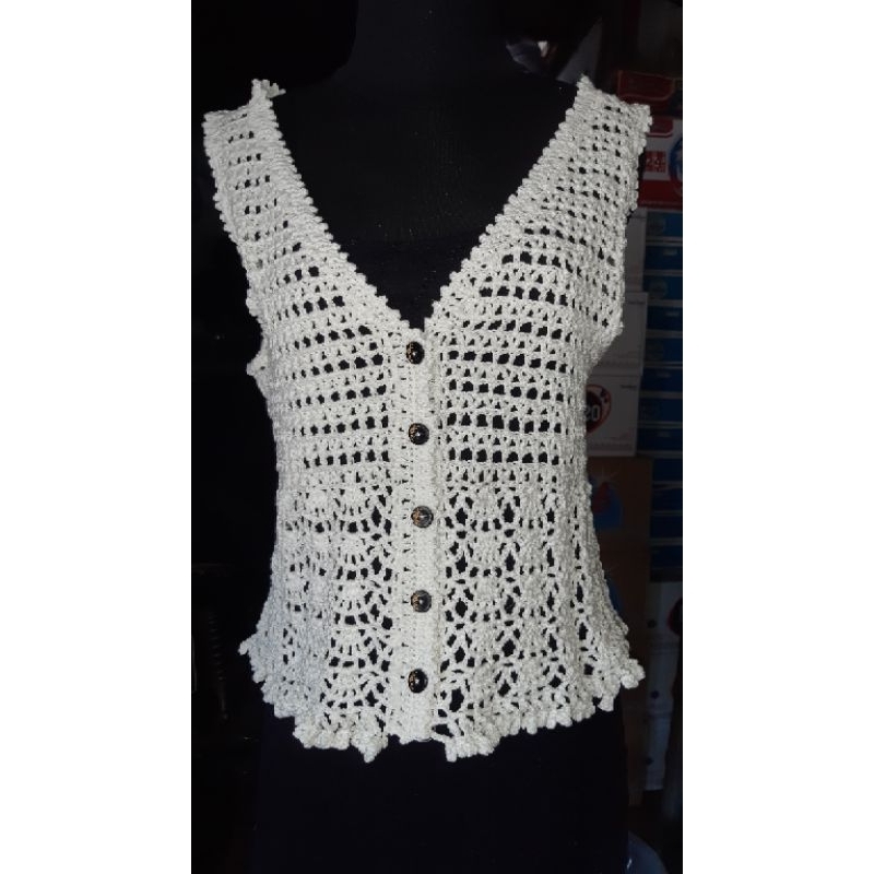 Baju Rajut / Vest Rajut / Rompi rajut warna putih