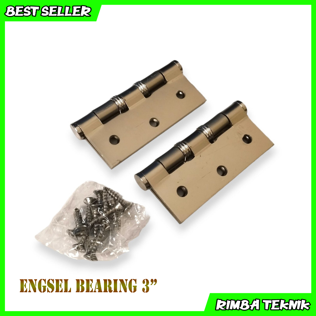 Engsel Bearing Pintu Jendela 3 inch Free Sekrup / mur Satin Nickle WILMER WEB-3SN