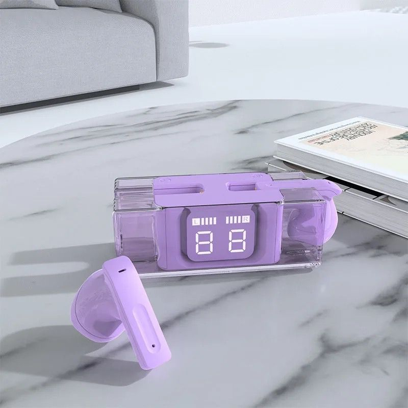 ELITEE HEADSET GAMING Earphone Bluetooth 5.3 TWS, Headset Gaming dengan Mic Tampilan Daya LED, Kontrol Sentuh)