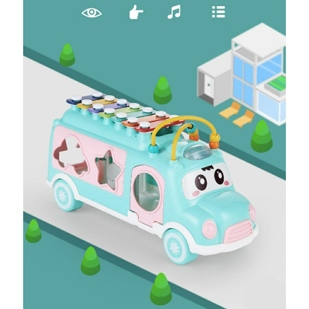 MAINAN EDUKASI ANAK MUSIC BUS/MOBIL BUS XYLOPHONE