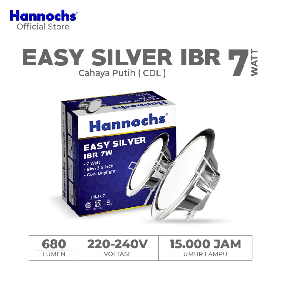 Lampu Downlight LED Hannochs Easy Silver 7W IBR CDL - Cahaya Putih