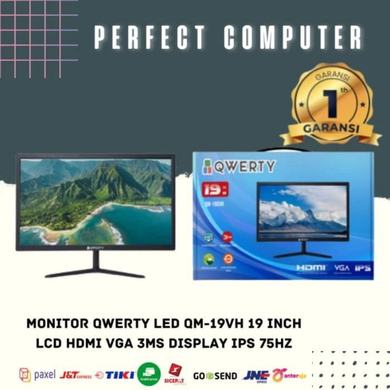 MONITOR QWERTY LED QN-19VH 19 INCH LCD HDMI VGA 3MS DISPLAY IPS 75HZ
