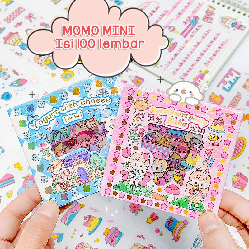 Isi 100 Lembar Mini Momo Sticker Deco Aesthetic Motif Kartun Lucu ala Korea Anti Air Waterproof Untuk Hias Tumbler DIY Hp Dekorasi Buku Diary Memo Journal Catatan Harian Anak Sekolah Alat Tulis Bahan Stiker Transparant Bisa Untuk Kado Ulang Tahun