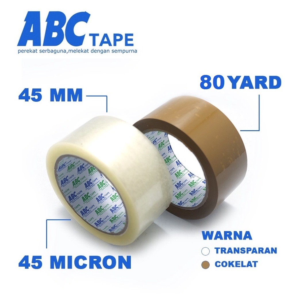 

Lakban ABC / ABC Tape 45MM x 80 Yard Lakban packing murah dan kuat