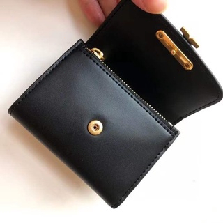 [Instant/Same Day] 8860  TORY BURCH new black short wallet gold double T logo card bag qianbao