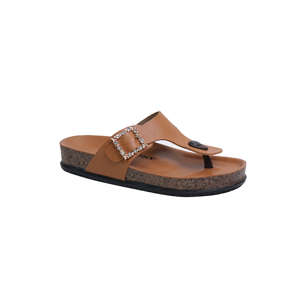 Dunkenstock AUDY sandal caual wanita sendal jepit cewek birken slop - Black, 36