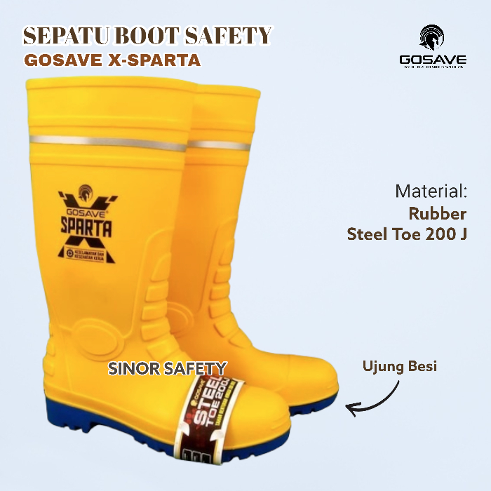 Sepatu Boot Safety Sparta X Gosave Ujung Besi dan Mid Sole Steel Plate