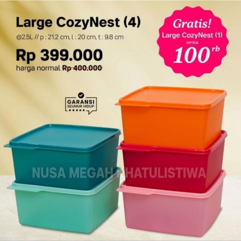kotak Tupperware/ large cozy nest/small cozy nest 500ml/harga 1 biji