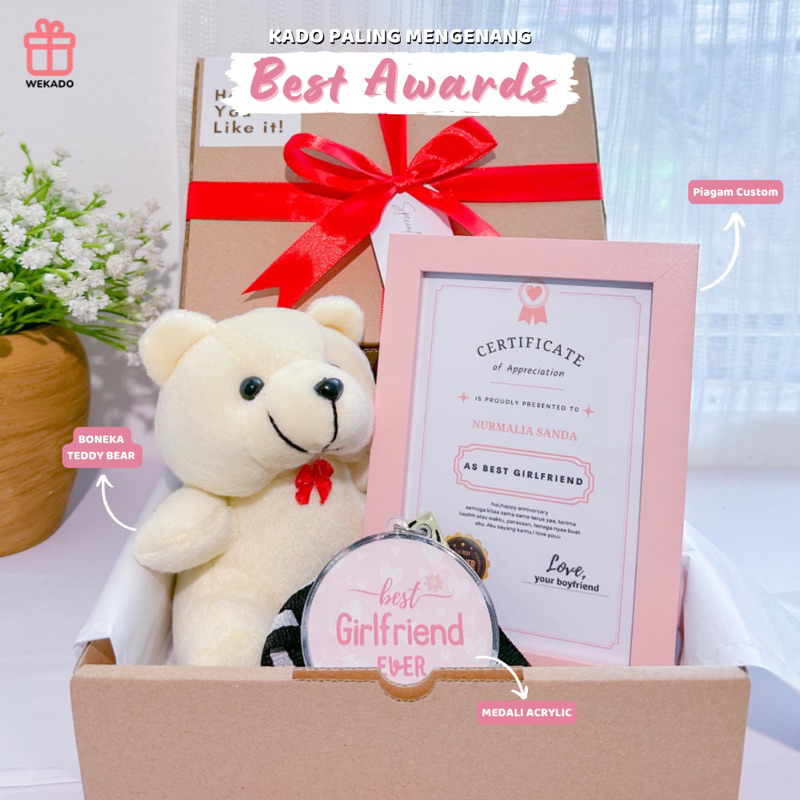 𝐖𝐄𝐊𝐀𝐃𝐎 - Kado Best Awards | Hampers Sertifikat Custom | Gift Medali Custom Boyfriend Girlfriend