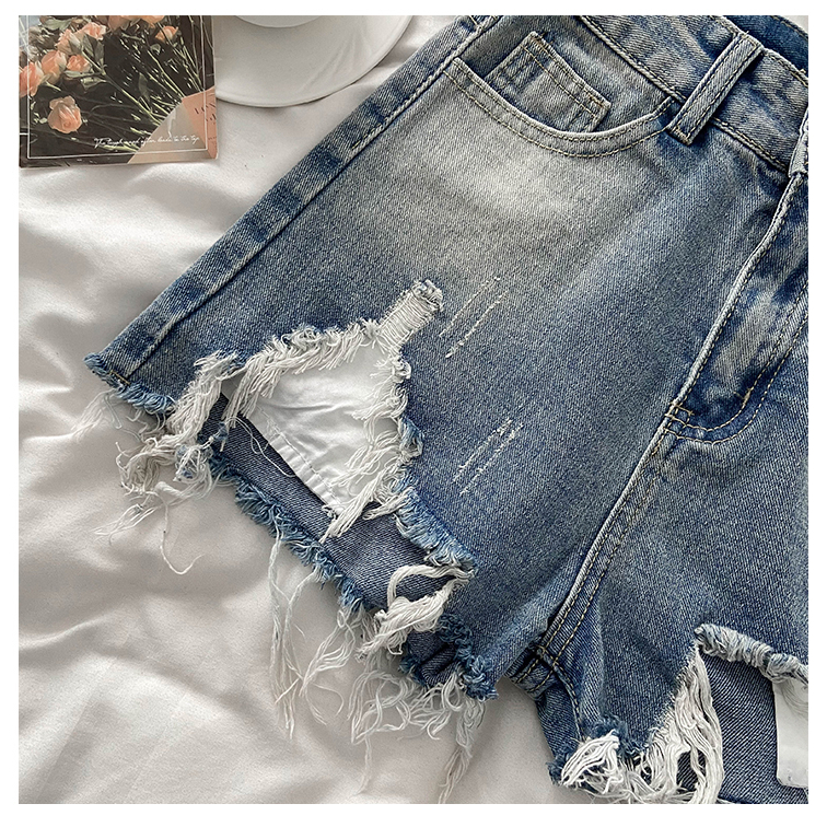 Hot Pant Jeans Wanita Highwaist Robek Pendek Jeans Korea Kekinian