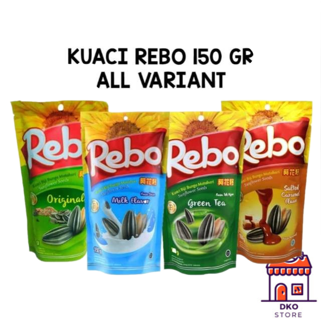 

REBO Kuaci Biji Bunga Matahari 150 gram All Varian Rasa Original / Milk / Green Tea / Salted Caramel Flavor KwaciSnack Makanan Ringan