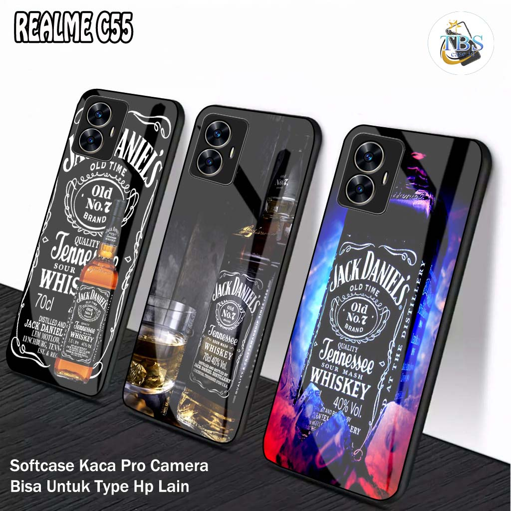 Softcase Glass Kaca Realme C55 NFC [M194] Motif Iphone - Case Hp Realme C55 - Casing HP Realme C55 N