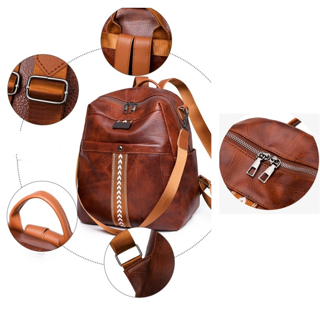 TAS RANSEL WANITA IMPORT GENDONG PUNGGUNG BACKPACK KOREA KEKINIAN KULIT COKLAT TA763B7 SEKOLAH KULIAH KERJA PREMIUM CEWEK REMAJA BRANDED MURAH FASHION BATAM GANILA