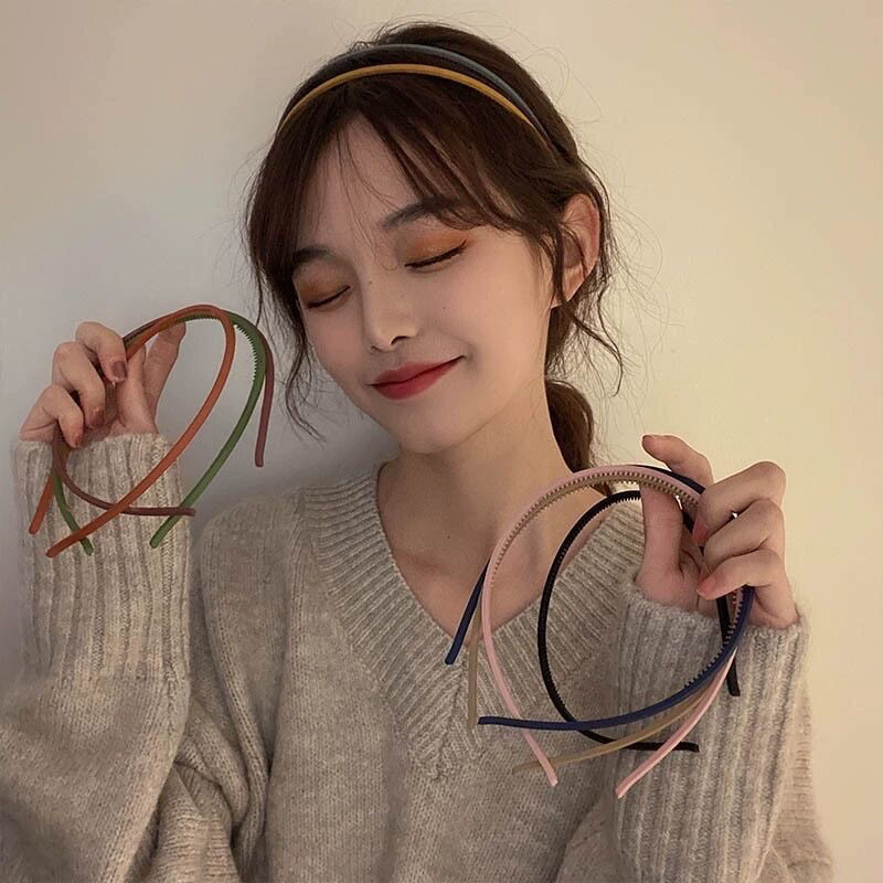 MMM Bando Korea Polos Bulat Tipis Matte Full Color High Quality Bandana Hairband Wanita 0.5Cm Warna Pastel Ala Korea Headband Aksesoris Rambut Murah Import