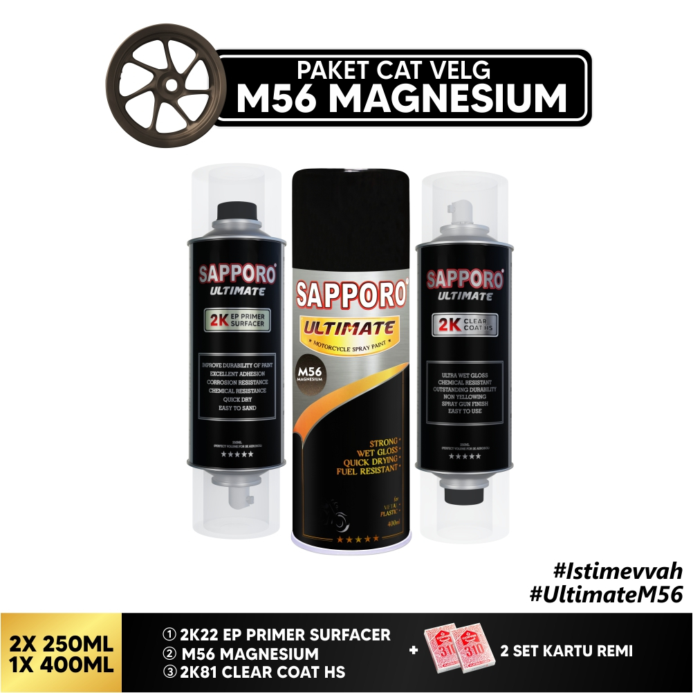 Paket Cat Velg M56 Magnesium + FREE Kartu Remi /Sapporo Ultimate / Cat Spray Semprot Aerosol Terbaik