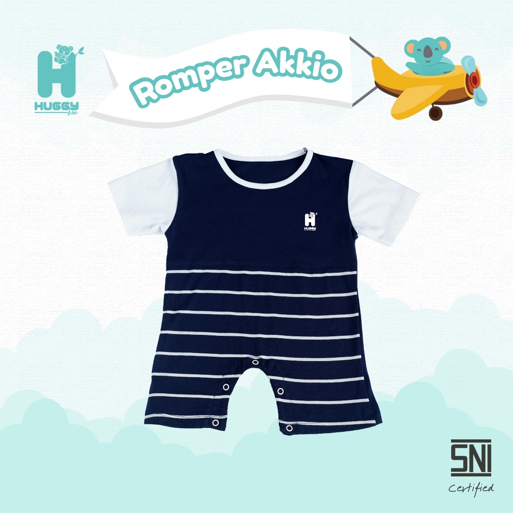 Huggy Boo Akkio Romper Salur Jumper Bayi Pendek Segiempat