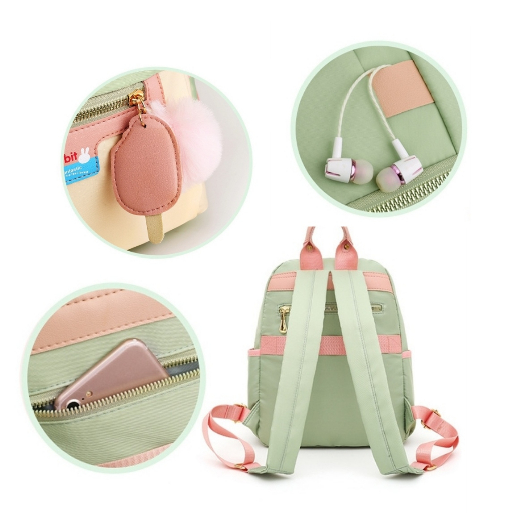 TAS RANSEL WANITA KOREA GENDONG PUNGGUNG ANTI AIR MURAH IMPORT BACKPACK PREMIUM CEWEK REMAJA KEKINIAN SEKOLAH KULIAH KERJA FASHION BATAM BRANDED HIJAU AIDEEN TA780G3