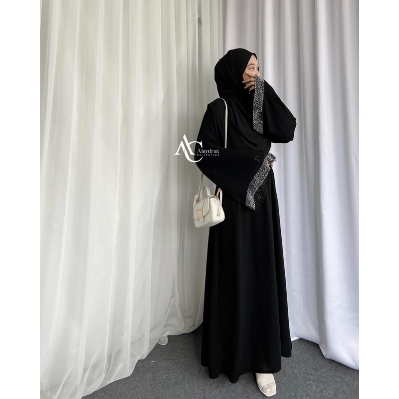 Abaya Turkey Hitam Gamis Dress Saudi Bahan Jetblack 864