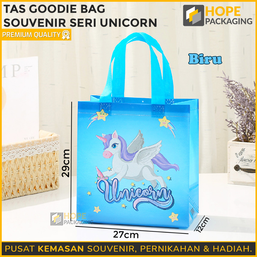 Tas Goodie Bag Souvenir Size L : 29x12x27cm Seri Ulang tahun tema Dino unicorn kuda poni lucu / Tas Ultah Waterproof