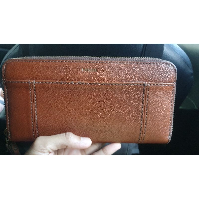 Preloved Dompet Wallet Fossil Rea Brown