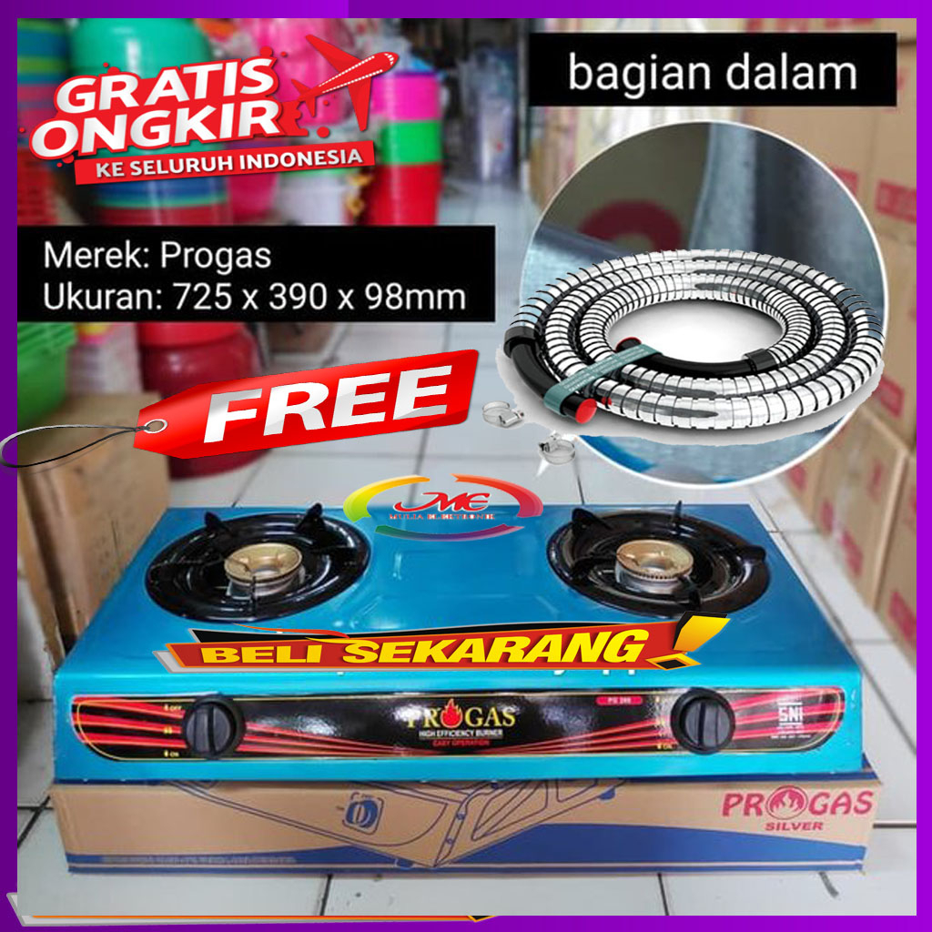 PAKET Kompor Gas 2 Tungku Progas SNI Garansi Resmi PG-269 MURAH FREE SELANG+REGULATOR MANTAP