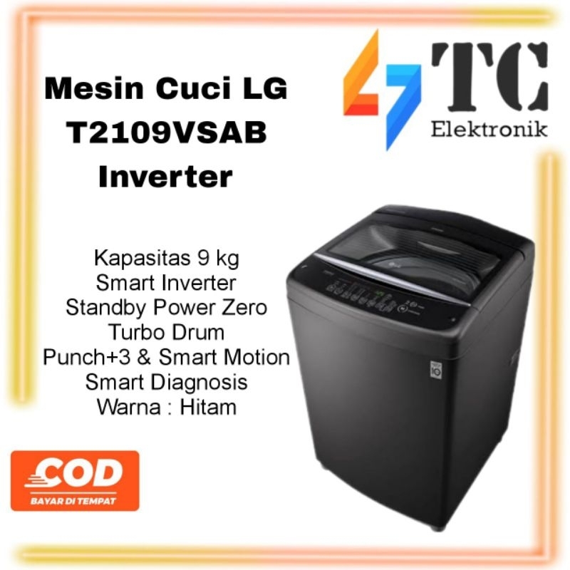 Mesin Cuci LG T2109VSAB Smart Inverter - 9Kg