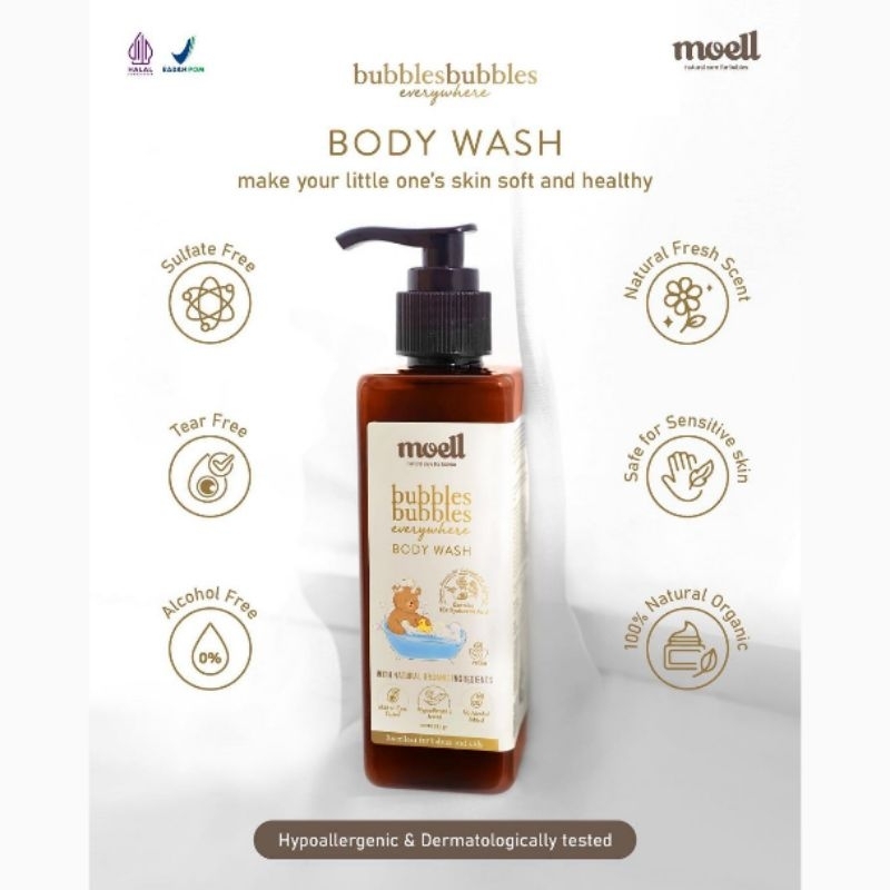 Moell Bubbles Bubbles Everywhere Bodywash 185g / Sabun mandi Bayi &amp; Anak