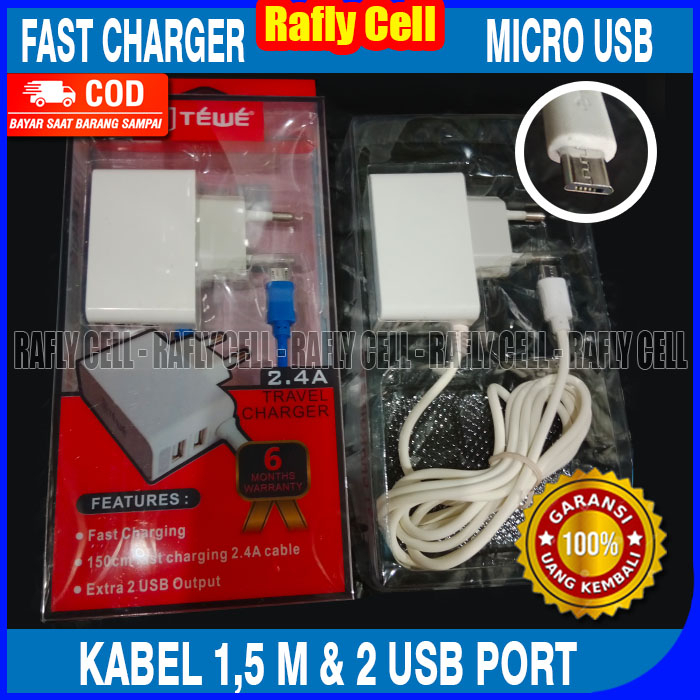 Fast Charger Original 100% TEWE 2 Ampere Quick Charging Carger Cepat untuk HP INFINIX SMART 7 6 5 4 3 NFC HD PLUS HOT 7 8 9 10 11 12I 20I PLAY PRO 10S RAM 2 3 4 6 8 GB Non Qualcomm 4.0 Bukan Snapdragon Mediatex