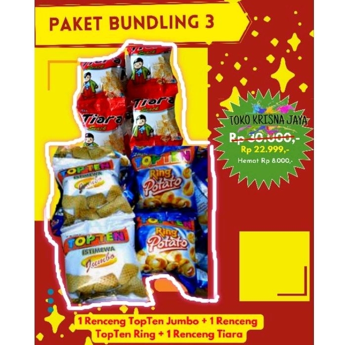 

PAKET BUNDLING 3 SNACK JADUL TOPTEN RING | TOPTEN JUMBO | TIARA