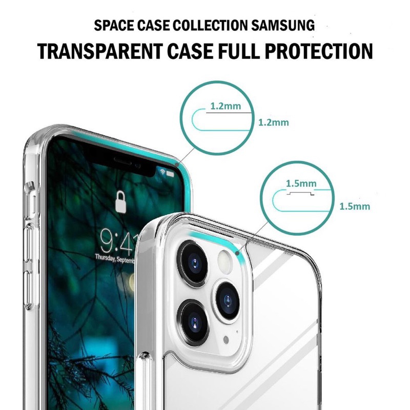 SPACE Case IPHONE 7+ 8+ X XS XSMAX 11 11PRO MAX 12 12PRO MAX 13 13PROMAX 14 14 PLUS 14PROMAX 7 8 PLUS Hard Case Premium Military Clear Bening Acrylic Shockproof Filberq Aklirik