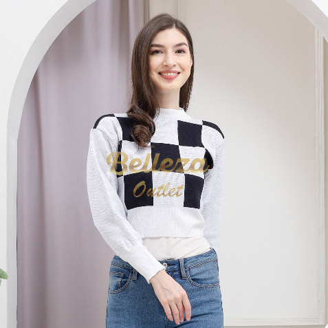 Belleza Outlet baju rajut Cardigan rajut atasan wanita Yiko Crop