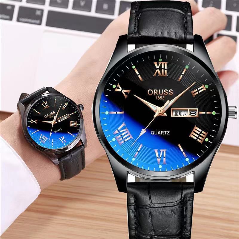 Jam Tangan Pria Wanita Kulit Oruss Original Anti Air Tanggal Aktif Bergaransi