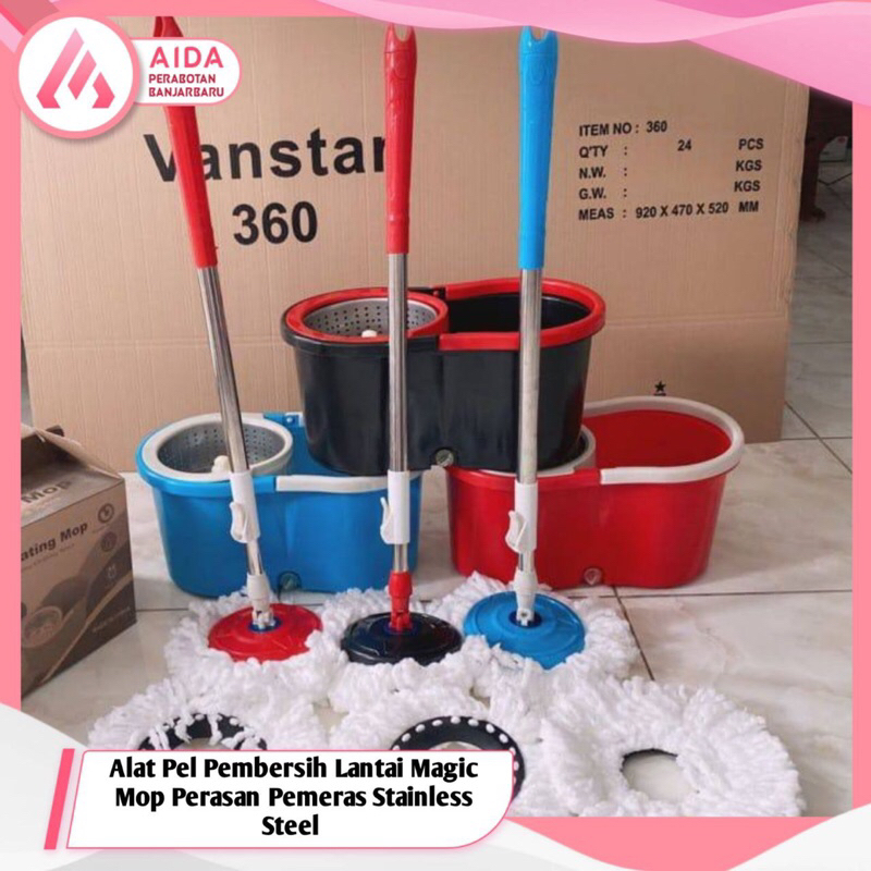 Pel Mop Putar Vanstar / Pel Mop Lantai Free 2 Sumbu / Pel Putar Praktis Vanstar  Alat Pel Pembersih 