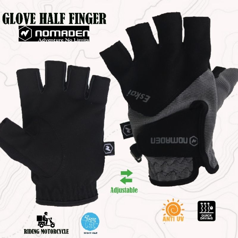 Sarung Tangan Motor Kulit Nomaden Eskai Half Finger