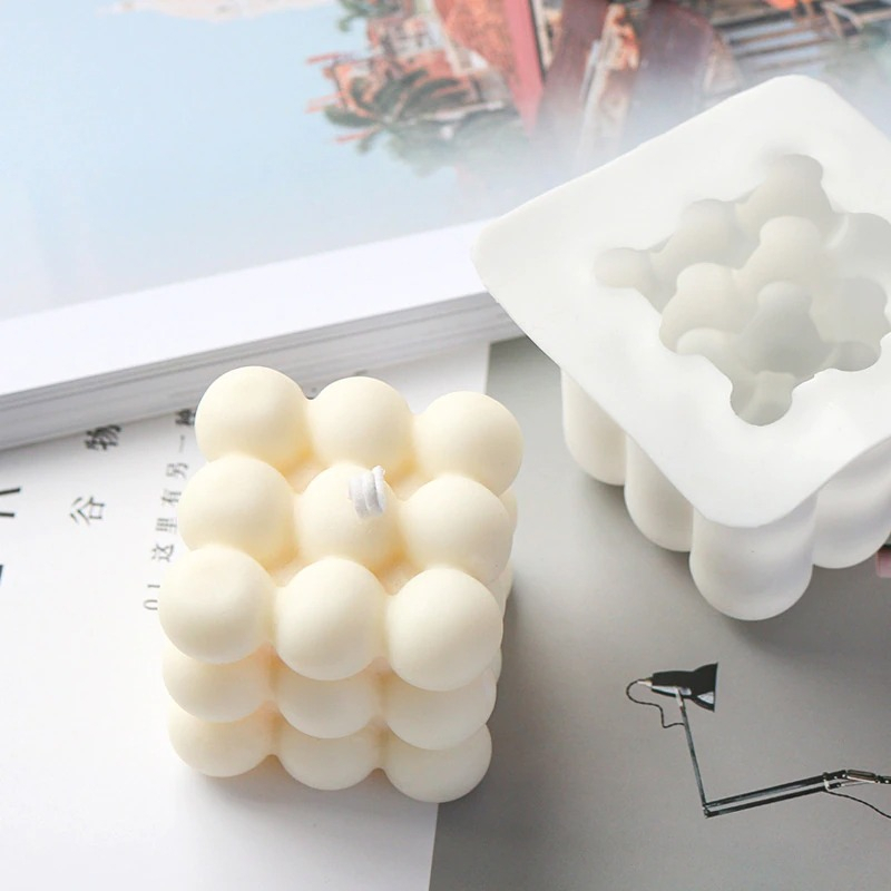 Cetakan Kue 3D Cube Baking Cake Dessert Molds Candle Silicone 1 - MH02 - White