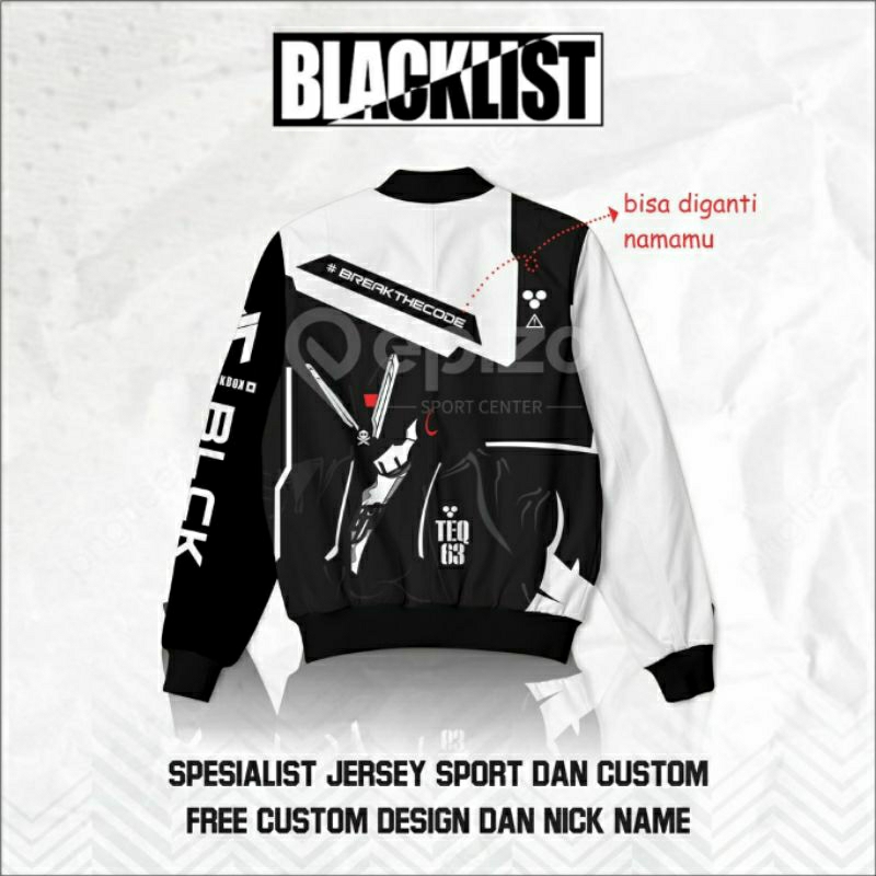 JAKET BLACKLIST INTERNATIONAL S11 TERBARU FULL PRINTING FREE NICKNAME TERLARIS