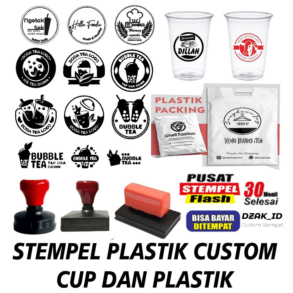 Stempel Plastik Kemasan Packing - Stempel CUP Plastik - Stempel Sterofom - Tinta Permanen Anti Air