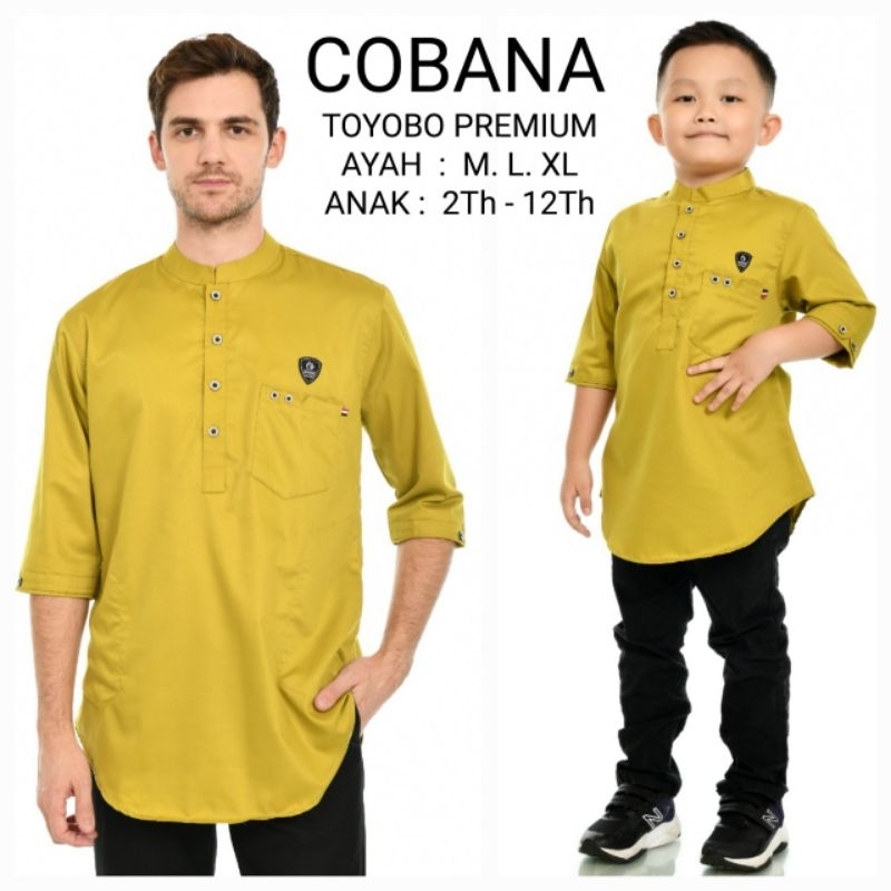 Alburaq28 - Baju Koko Kurta Couple Ayah Dan Anak Warna Lemon/Lime Koko Kurta Pakistan Premium